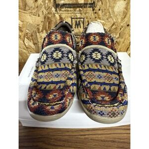 Roper Jackie Blue Women's 7.5 Aztec‎ Southwestern Print Slip On Driving Moc NIB
